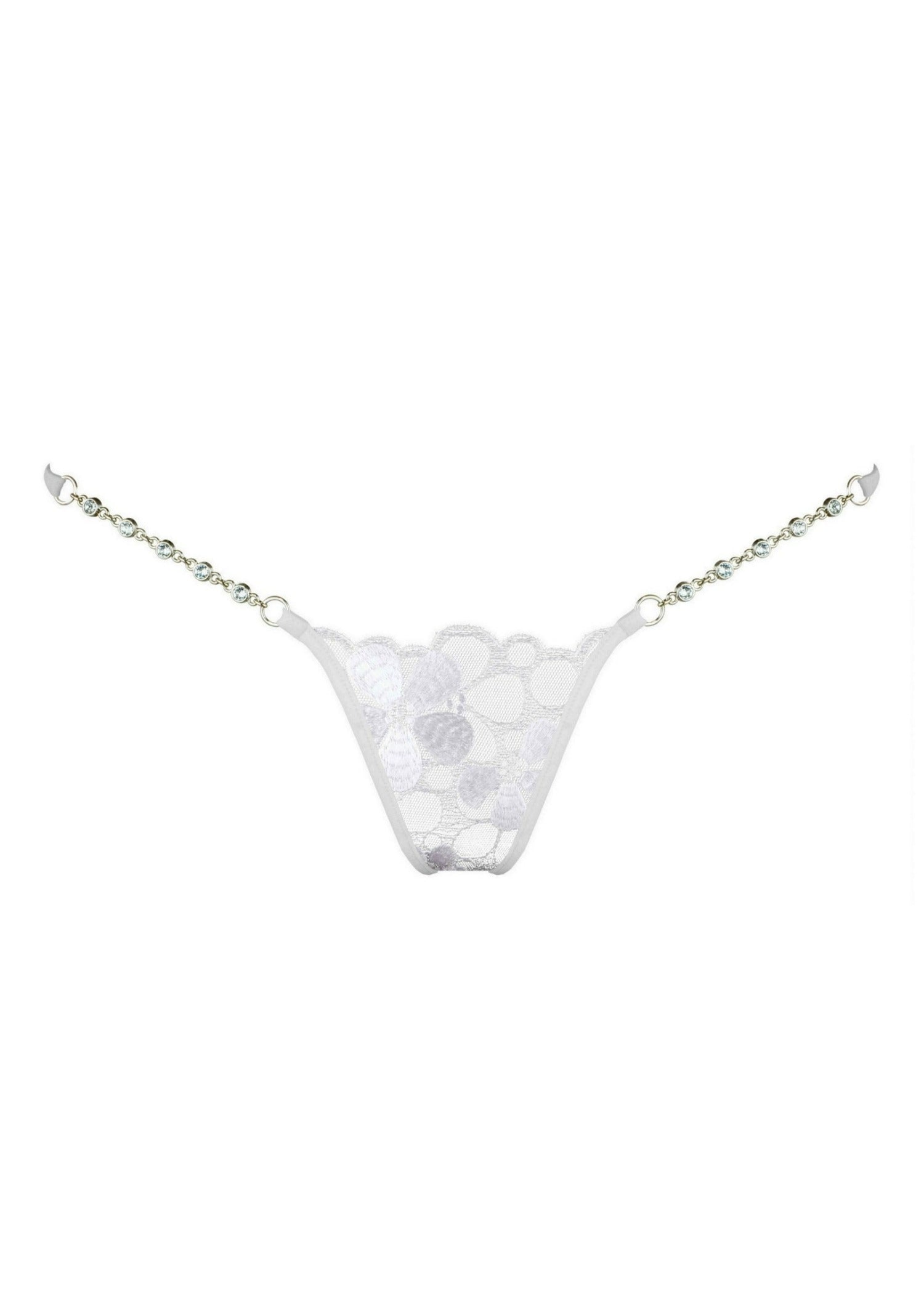 Lucky Cheeks Ivory Pearl Luxury Mini G-String - Swarovski Crystal Thong | Avec Amour Sexy Lingerie