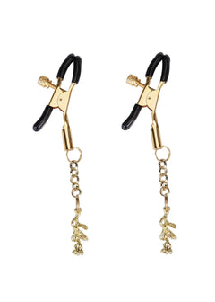 Liebe Seele Gold Rose Pendant Nipple Clamps - BDSM Bondage Accessory | Avec Amour