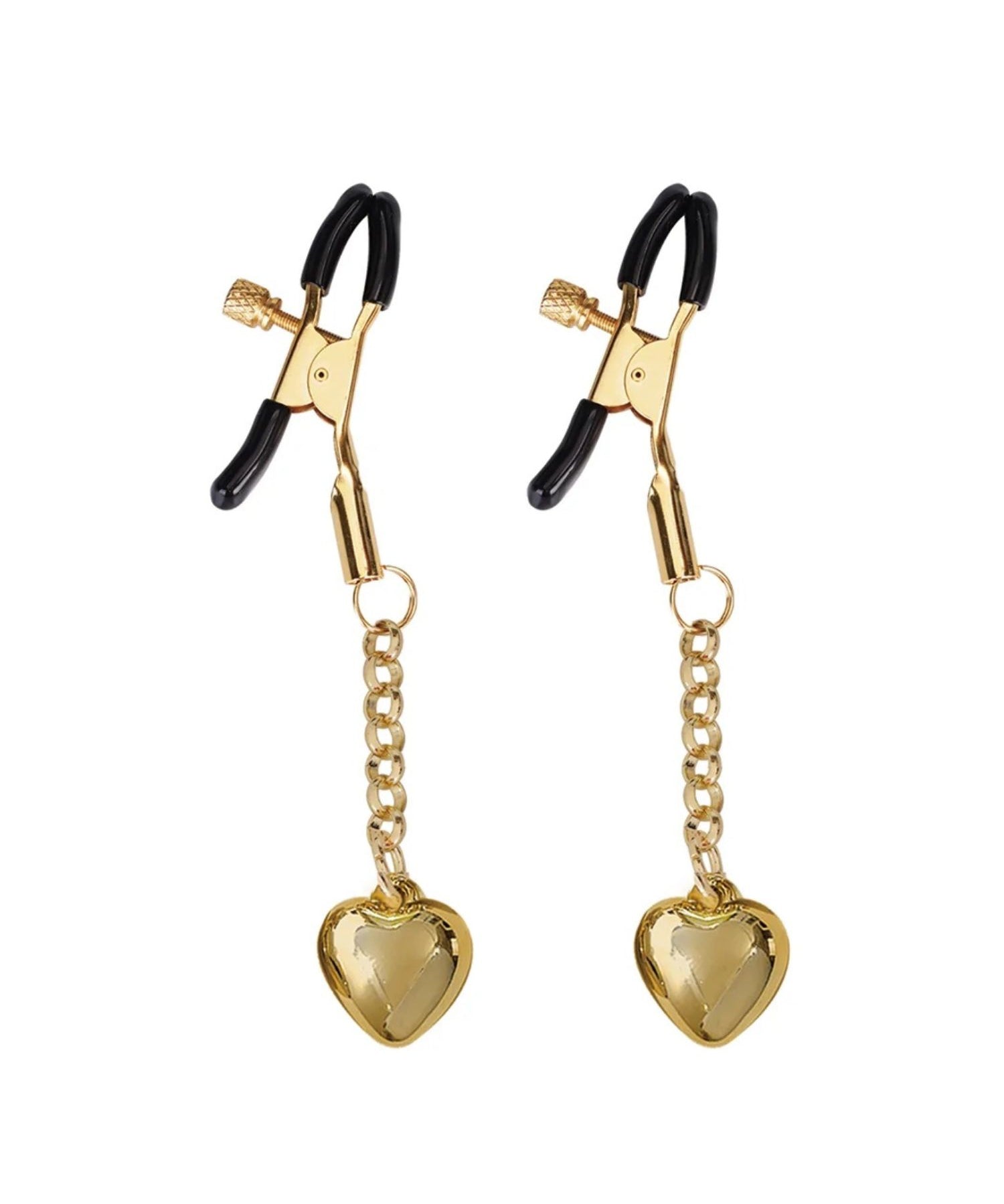 Liebe Seele Gold Solid Heart Shape Nipple Clamps - Bedroom Fun | Avec Amour Lingerie