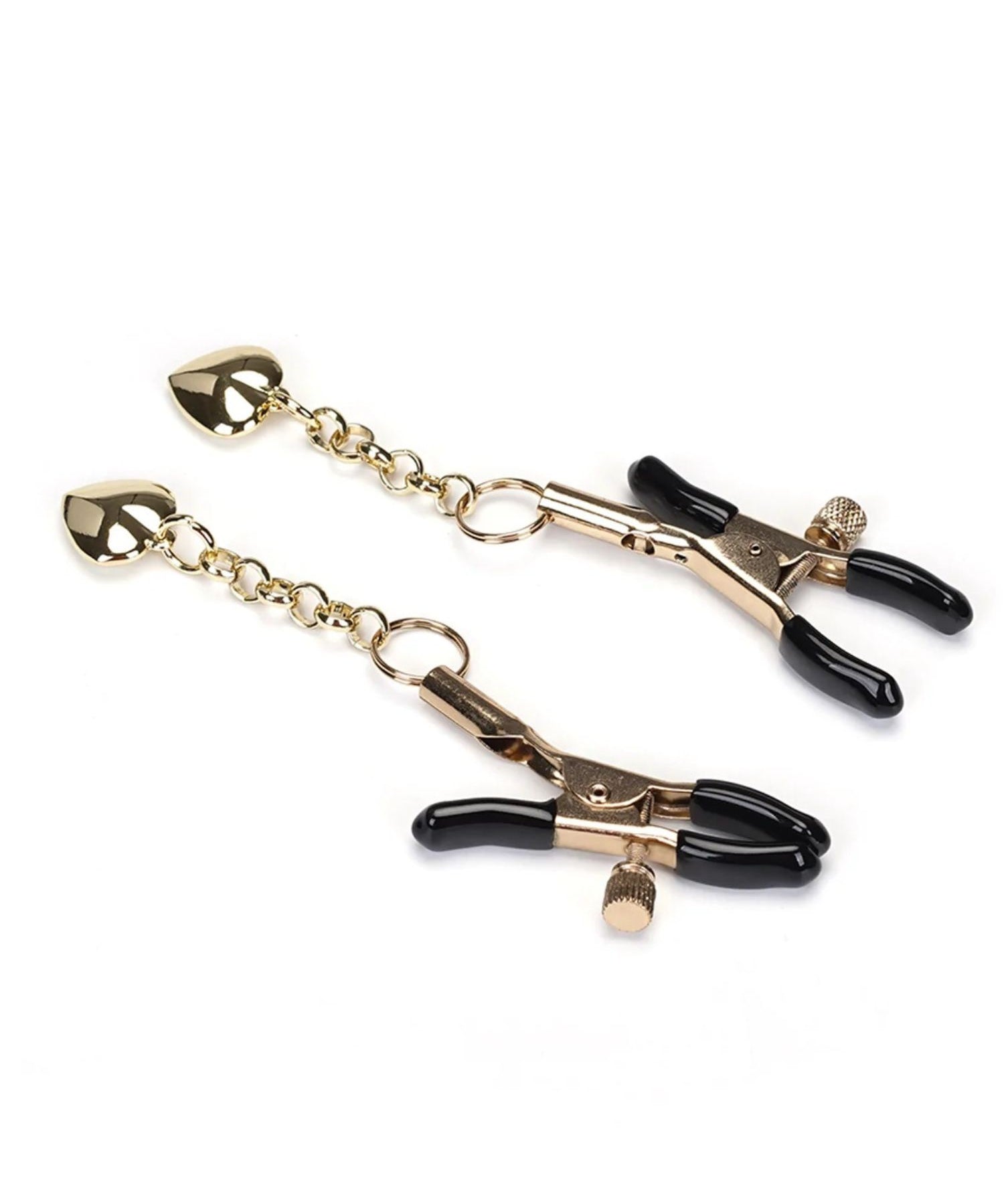 Liebe Seele Gold Solid Heart Shape Nipple Clamps - Bedroom Fun | Avec Amour Lingerie