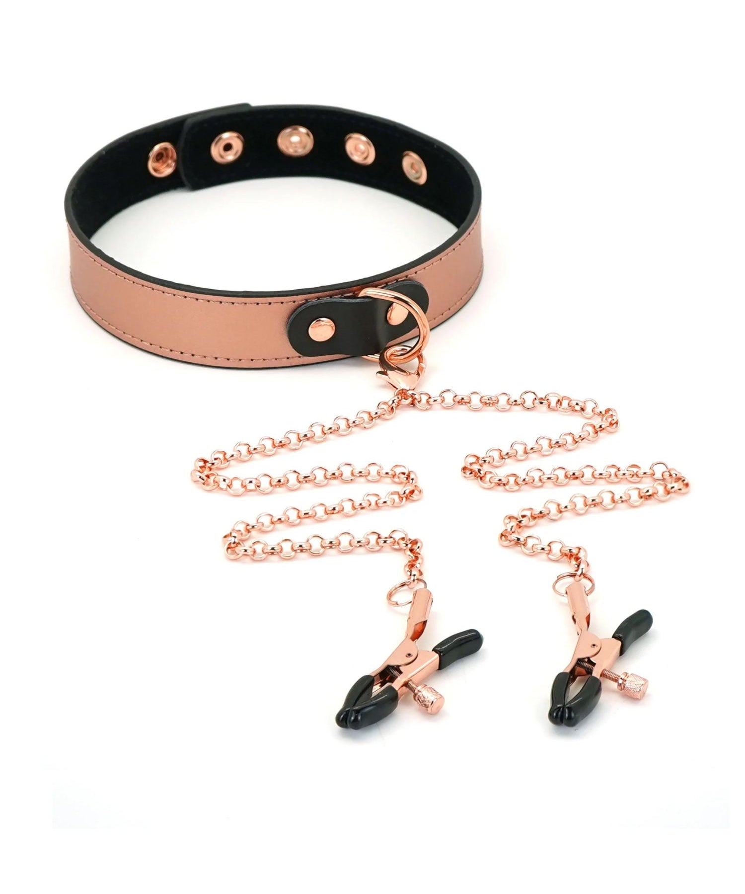 Liebe Seele Rose Gold Memory Collar & Nipple Clamps - BDSM Accessories | Avec Amour Lingerie
