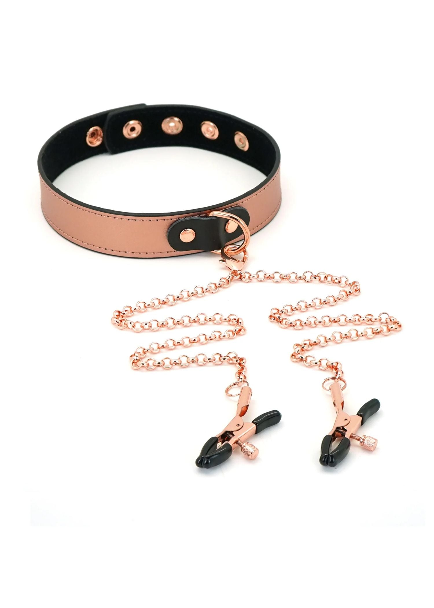 Liebe Seele Rose Gold Memory Collar & Nipple Clamps - BDSM Accessories | Avec Amour Lingerie