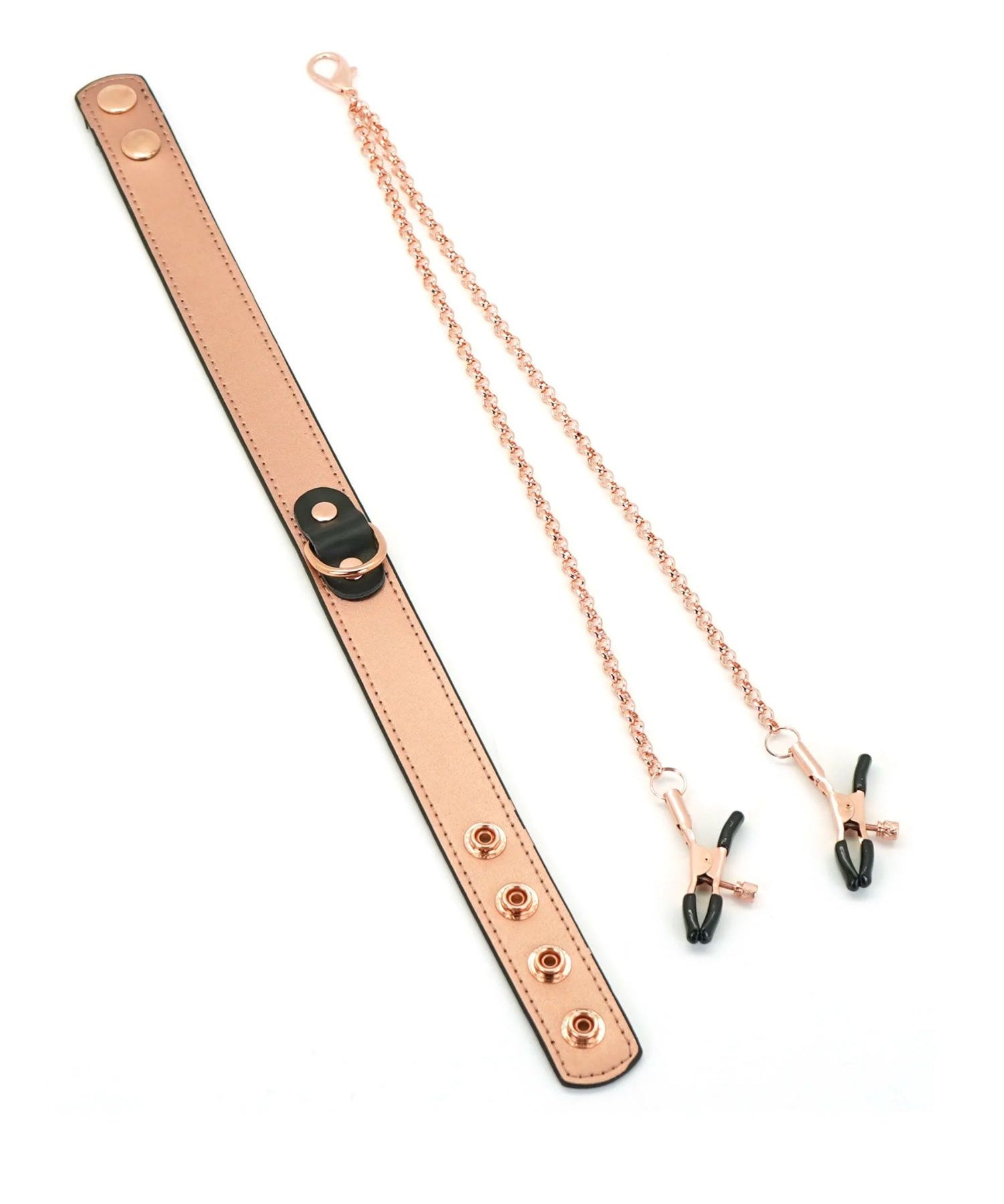 Liebe Seele Rose Gold Memory Collar & Nipple Clamps - BDSM Accessories | Avec Amour Lingerie