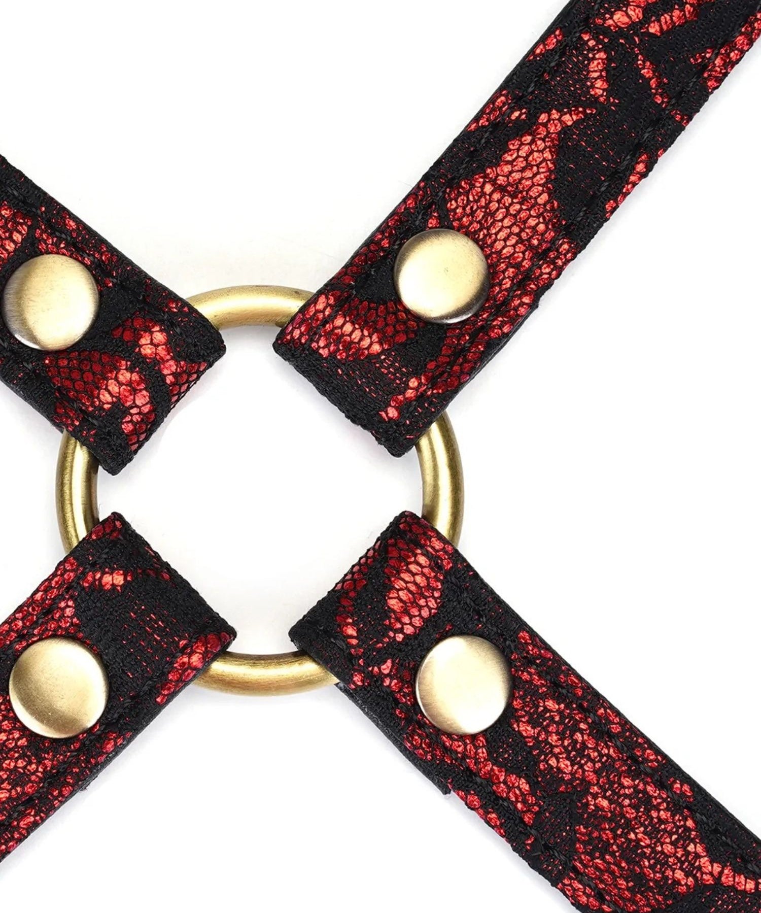 Liebe Seele Victorian Garden Red Lace Hogtie - Handcuff & Ankle Cuff Attachment - BDSM Bedroom Fun | Avec Amour Lingerie