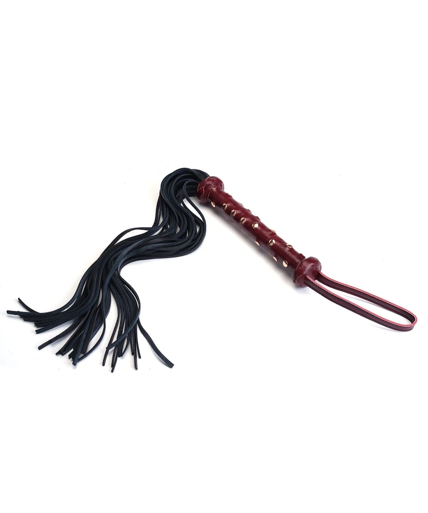 Liebe Seele Wine Red Flogger - Durable with Studded Handle - Bondage BDSM Sex Toy | Avec Amour