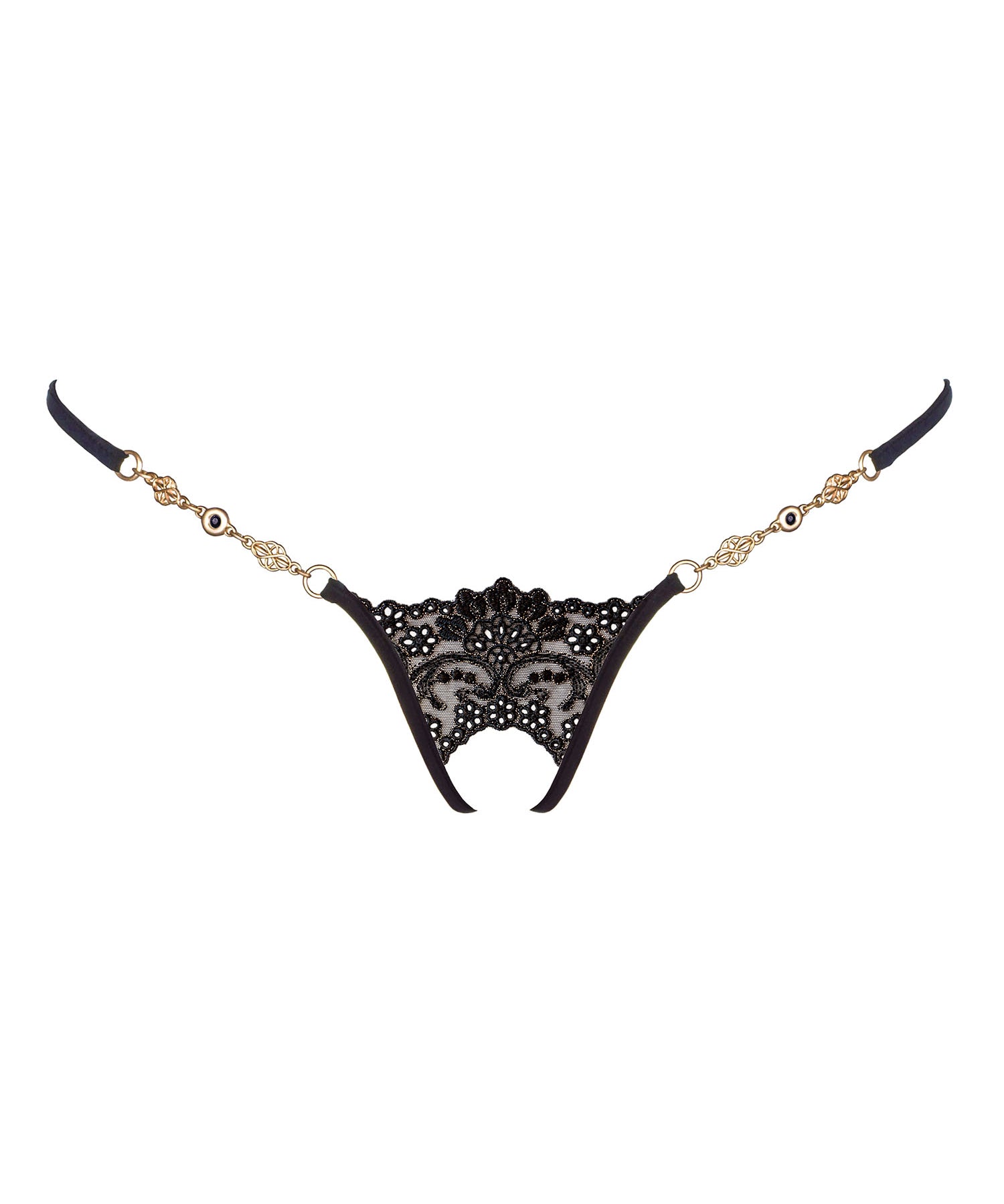Lucky Cheeks Black Sensation Ouvert Luxury Crotchless G-String | Avec Amour Sexy Lingerie