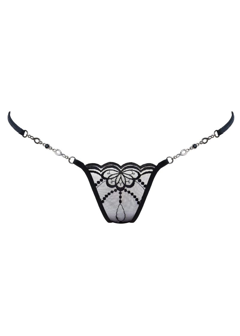 Lucky Cheeks Butterfly in Black - Luxury Mini G-String - Swarovski Embroidery Thong - Sexy Lingerie