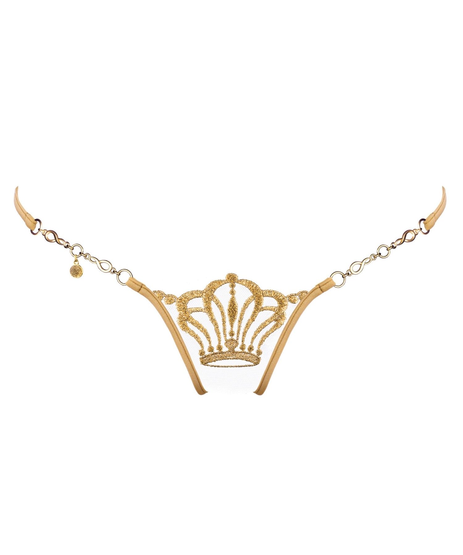 Lucky Cheeks Queen of Love - Gold Edition - Luxury Mini G-String - Swarovski Embroidery Thong - Sexy Lingerie