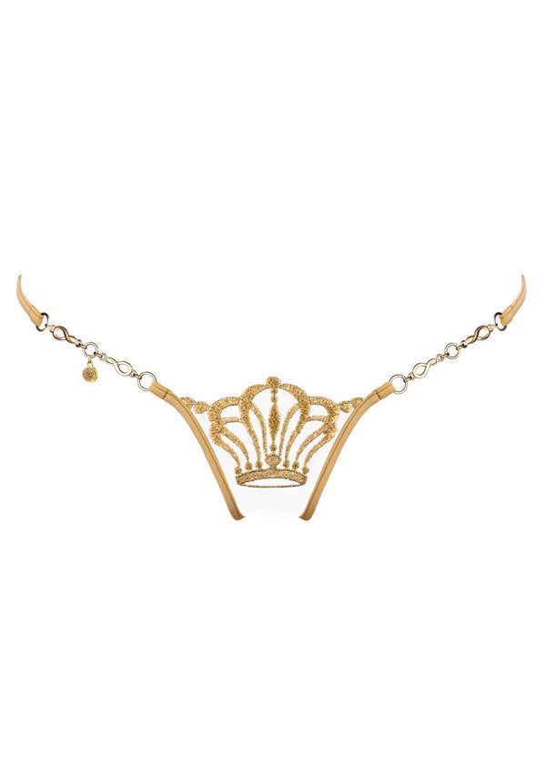Lucky Cheeks Queen of Love - Gold Edition - Luxury Mini G-String - Swarovski Embroidery Thong - Sexy Lingerie