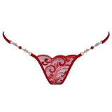 Lucky Cheeks Red Love - Luxury Mini G-String - Swarovski Embroidery Thong - Sexy Lingerie