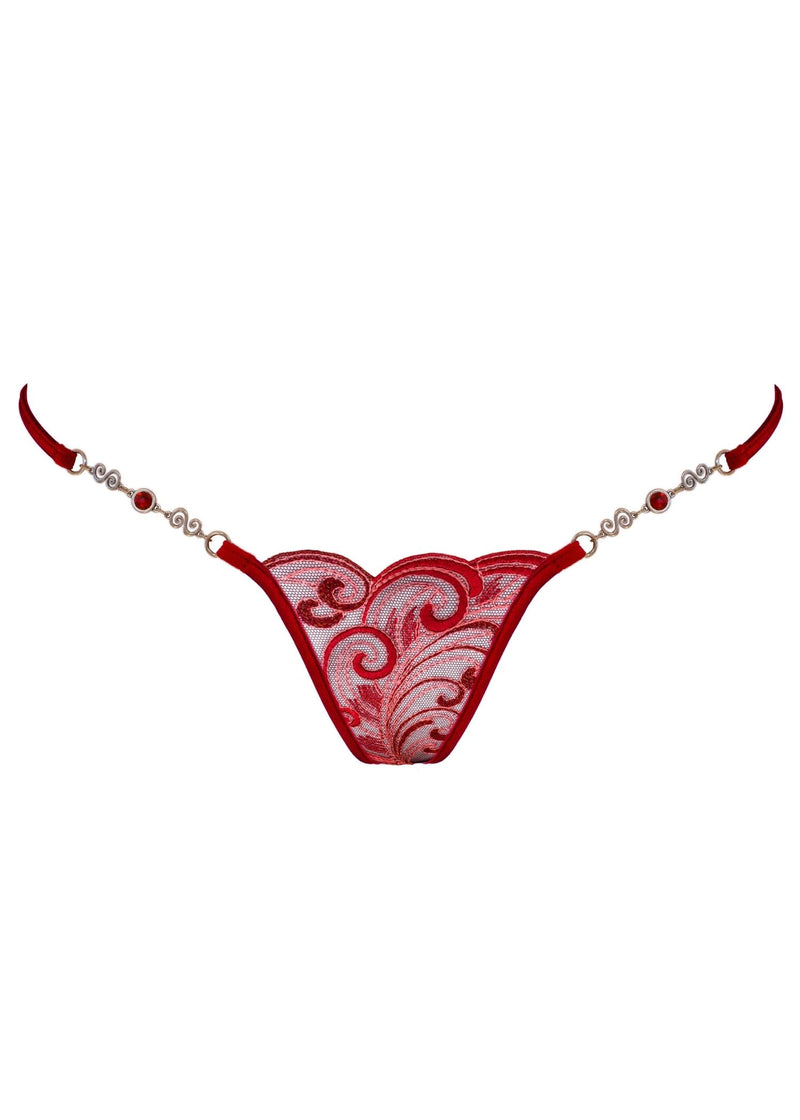 Lucky Cheeks Red Love - Luxury Mini G-String - Swarovski Embroidery Thong - Sexy Lingerie
