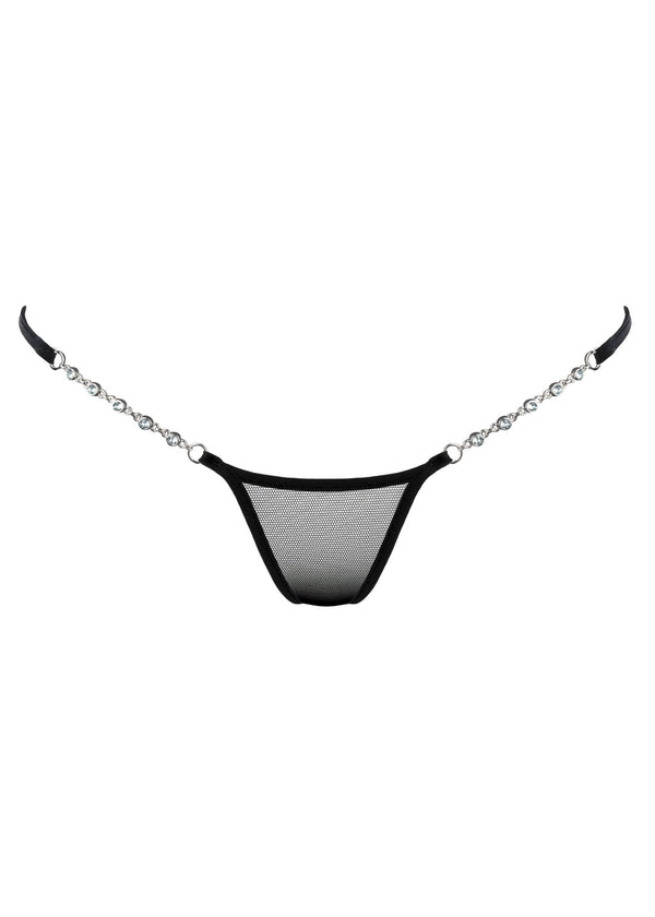 Lucky Cheeks Transparent Black - Luxury Micro V-String - Swarovski Mesh Thong - Sexy Lingerie