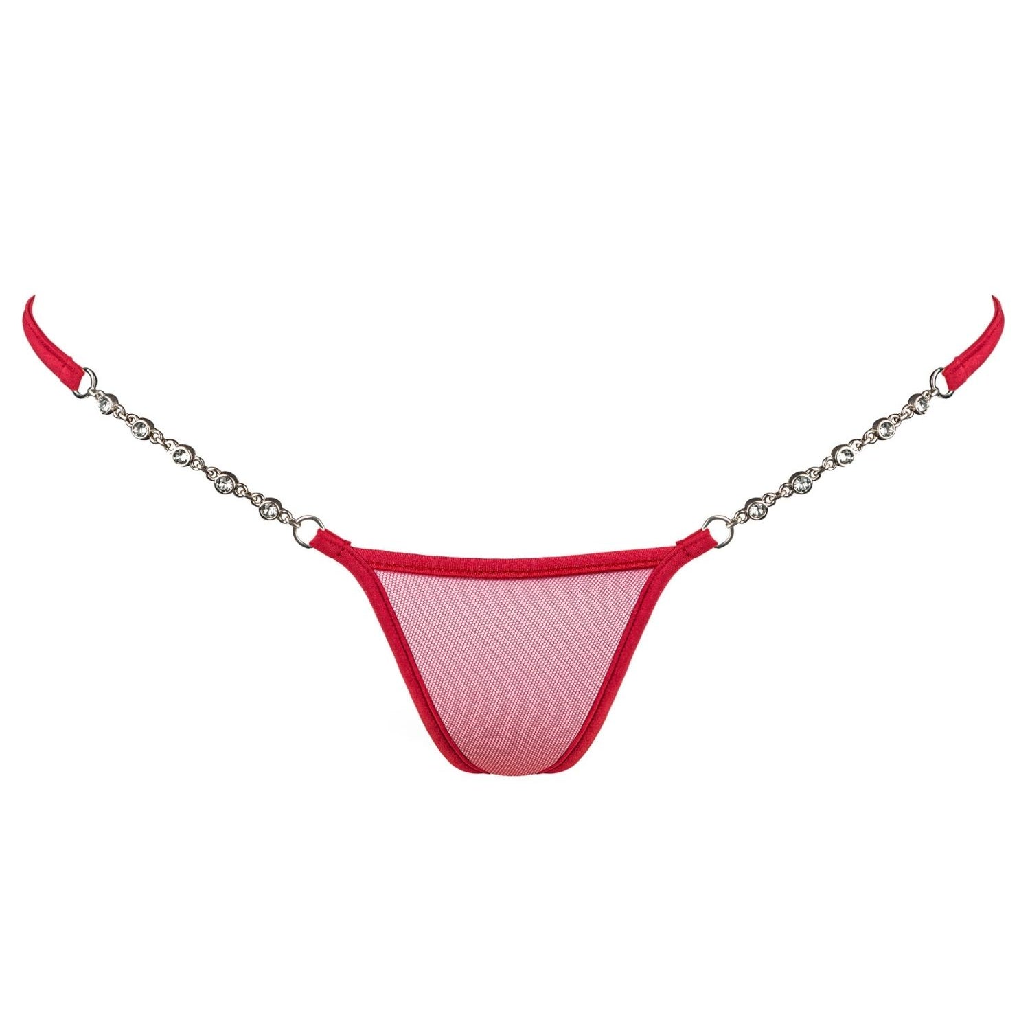 Lucky Cheeks Transparent Red - Luxury Micro V-String - Swarovski Mesh Thong - Sexy Lingerie