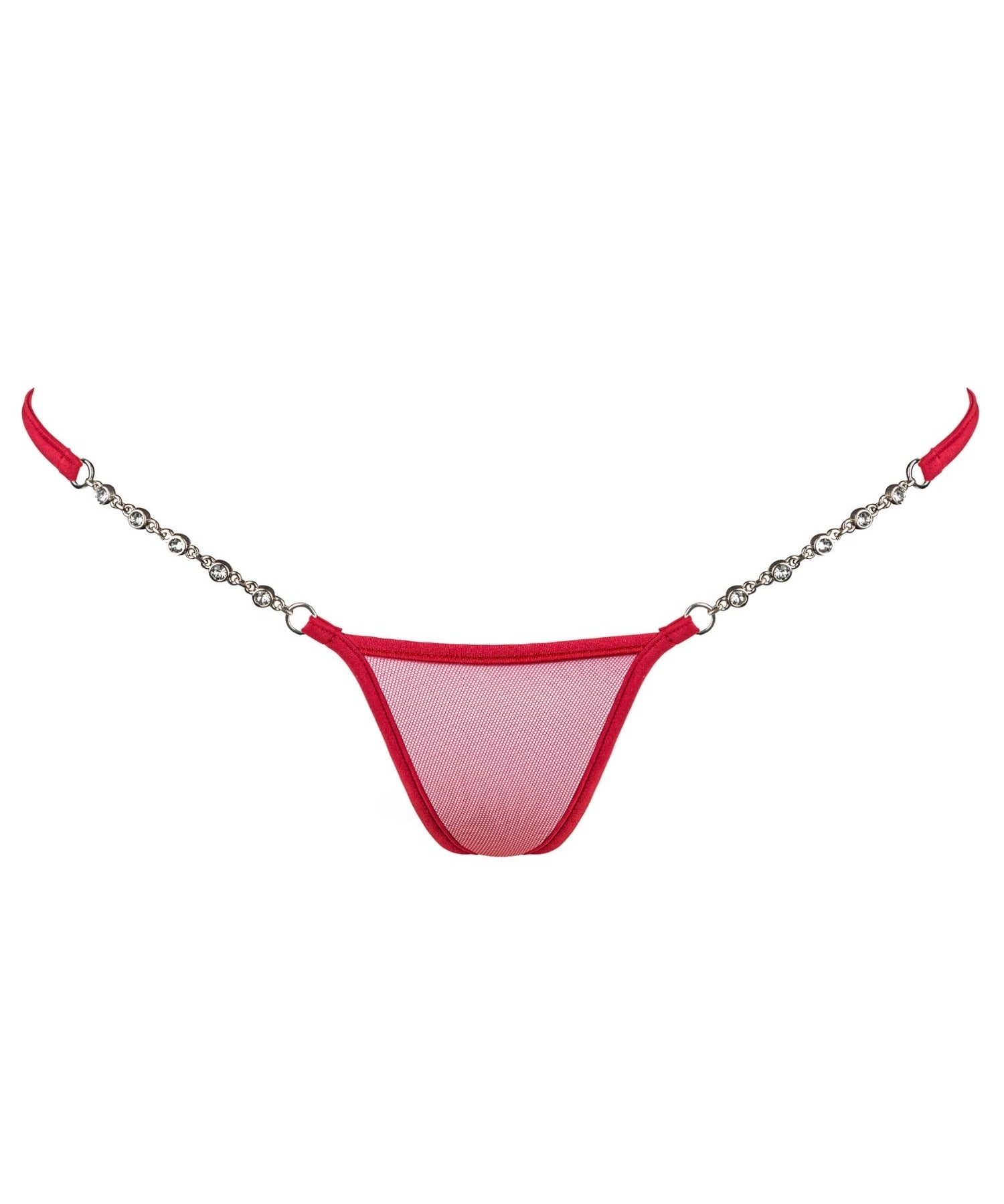 Lucky Cheeks Transparent Red - Luxury Micro V-String - Swarovski Mesh Thong - Sexy Lingerie
