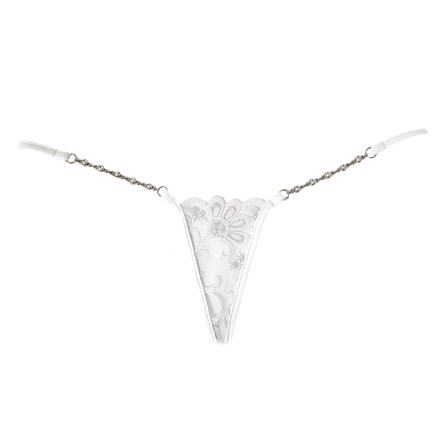 Lucky Cheeks Young Love Luxury Micro G-String (White) - Swarovski Thong | Avec Amour Sexy Lingerie