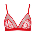 Maison Close Accorche Coeur Triangle Bra (Red) - Soft Cup Lace Bralette | Avec Amour Lingerie