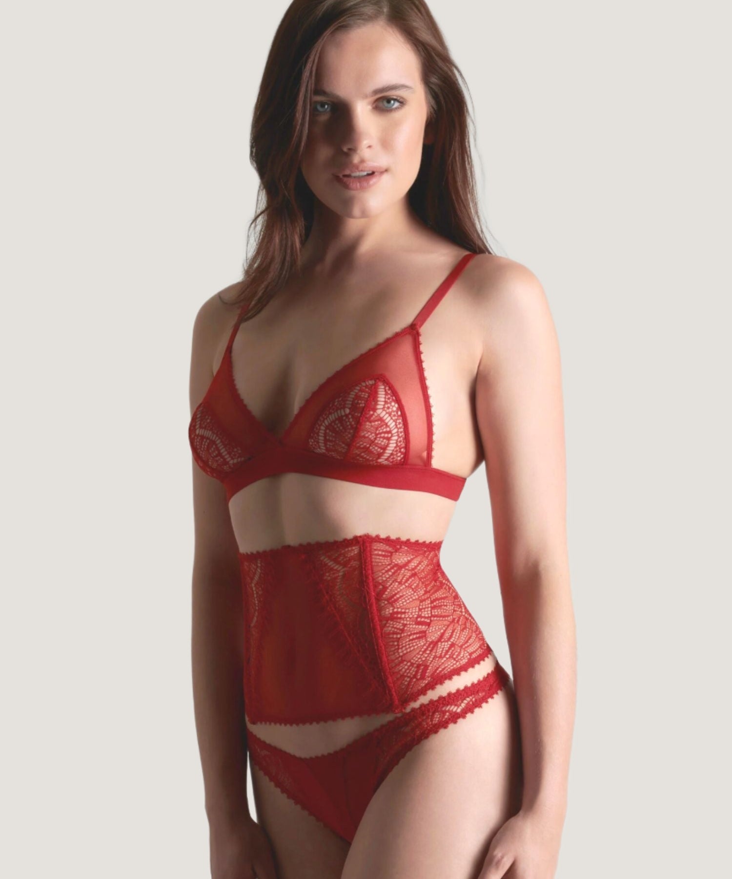 Maison Close Accorche Coeur Triangle Bra (Red) - Soft Cup Lace Bralette | Avec Amour Lingerie