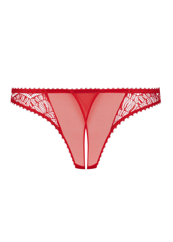 Maison Close Accroche Coeur Openable Thong (Red) - Crotchless Underwear | Avec Amour Sexy Lingerie