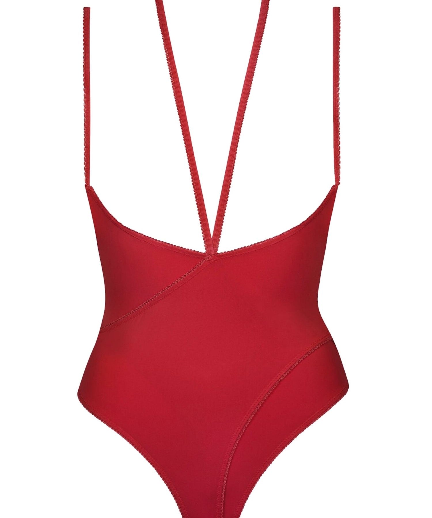 Maison Close Le Petit Secret Naked Breast Thong Body - Open Cup Bodysuit - Red Bodysuit - Avec Amour Sexy Lingerie