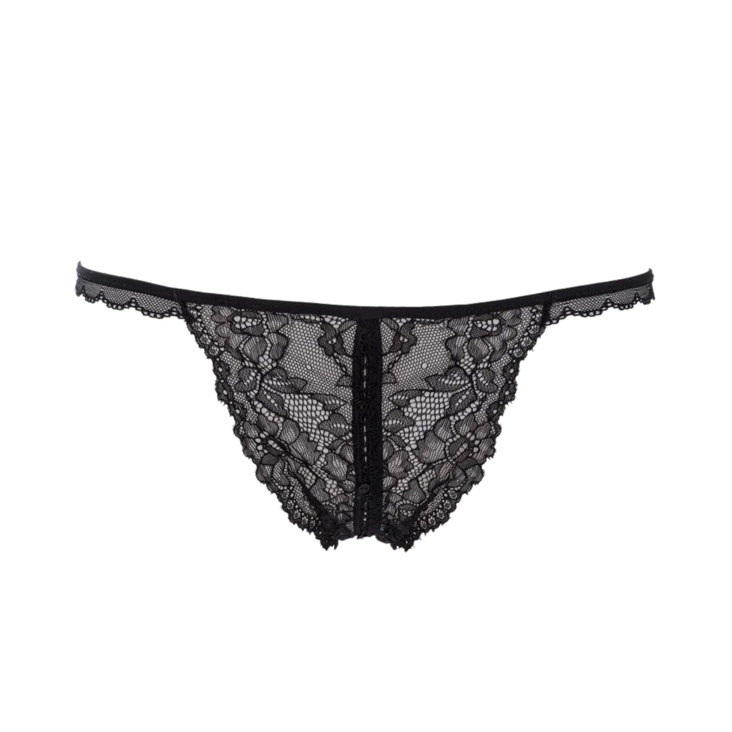 Maison Close Le Petit Secret Openable Naked Panty (Black) - Crotchless Underwear | Avec Amour Luxury Lingerie