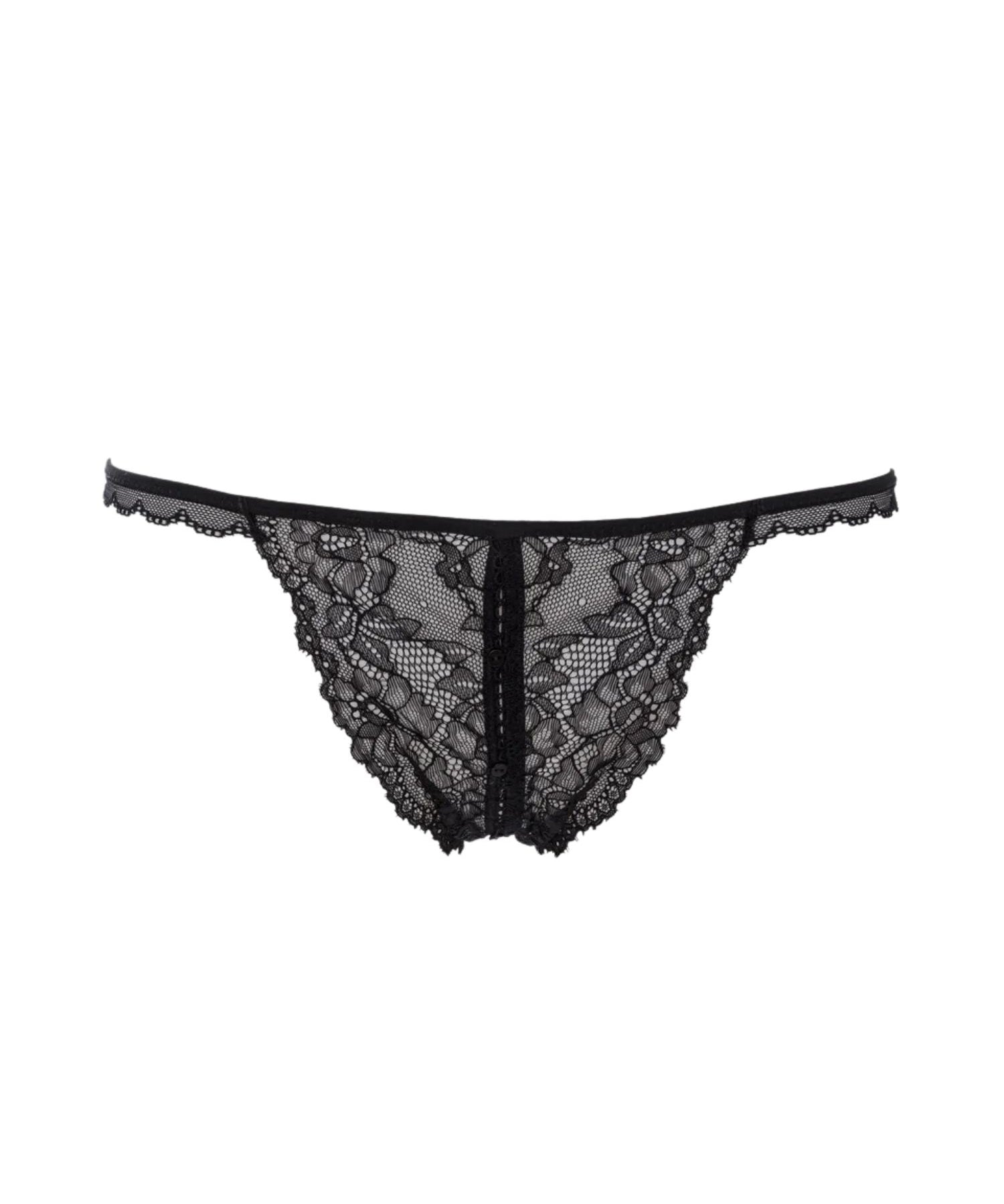 Maison Close Le Petit Secret Openable Naked Panty (Black) - Crotchless Underwear | Avec Amour Luxury Lingerie