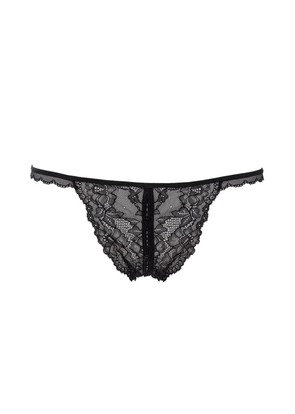 Maison Close Le Petit Secret Openable Naked Panty (Black) - Crotchless Underwear | Avec Amour Luxury Lingerie