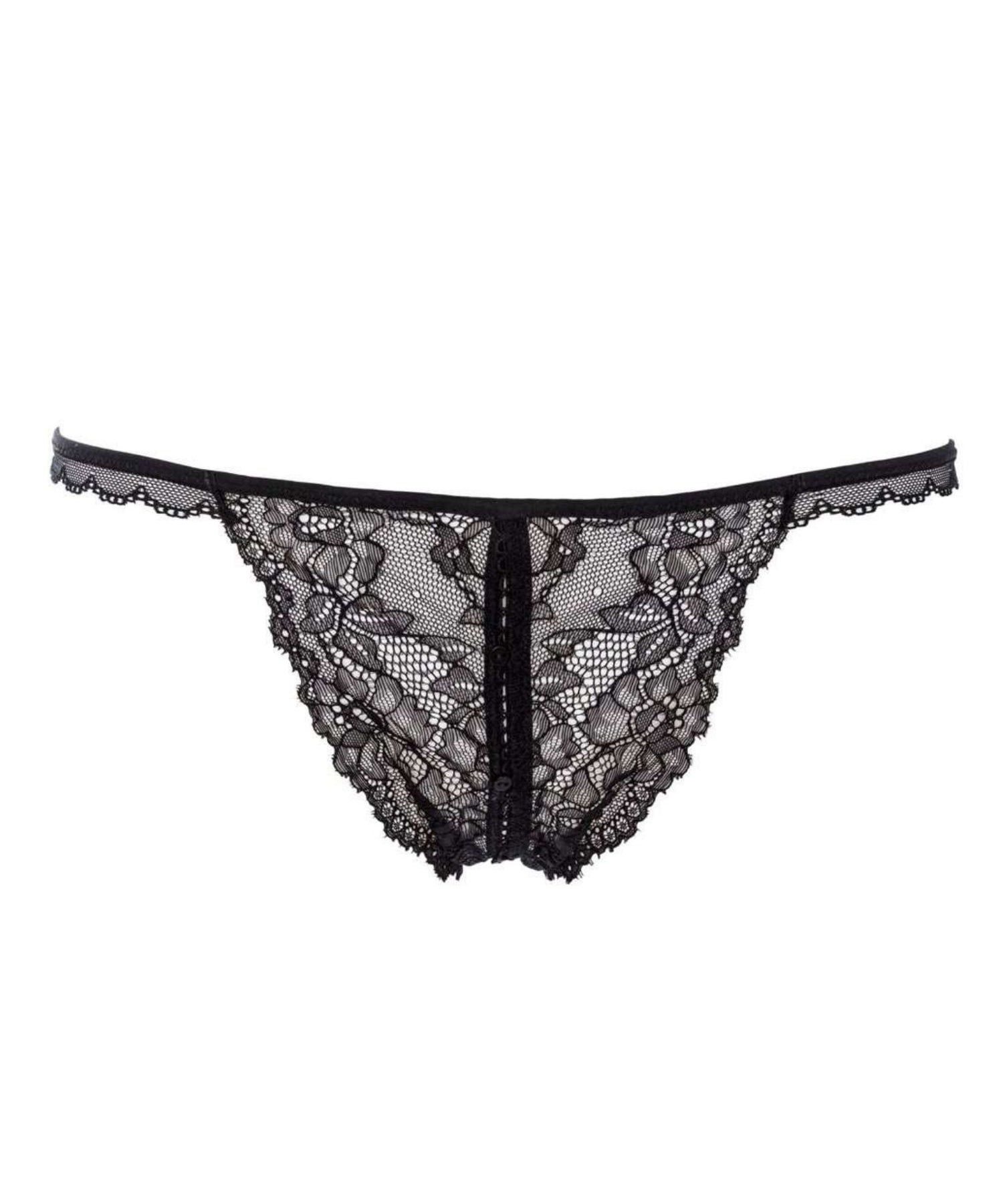 Maison Close Le Petit Secret Openable Black Lace Tange - Crotchless Panty - Avec Amour Sexy Lingerie