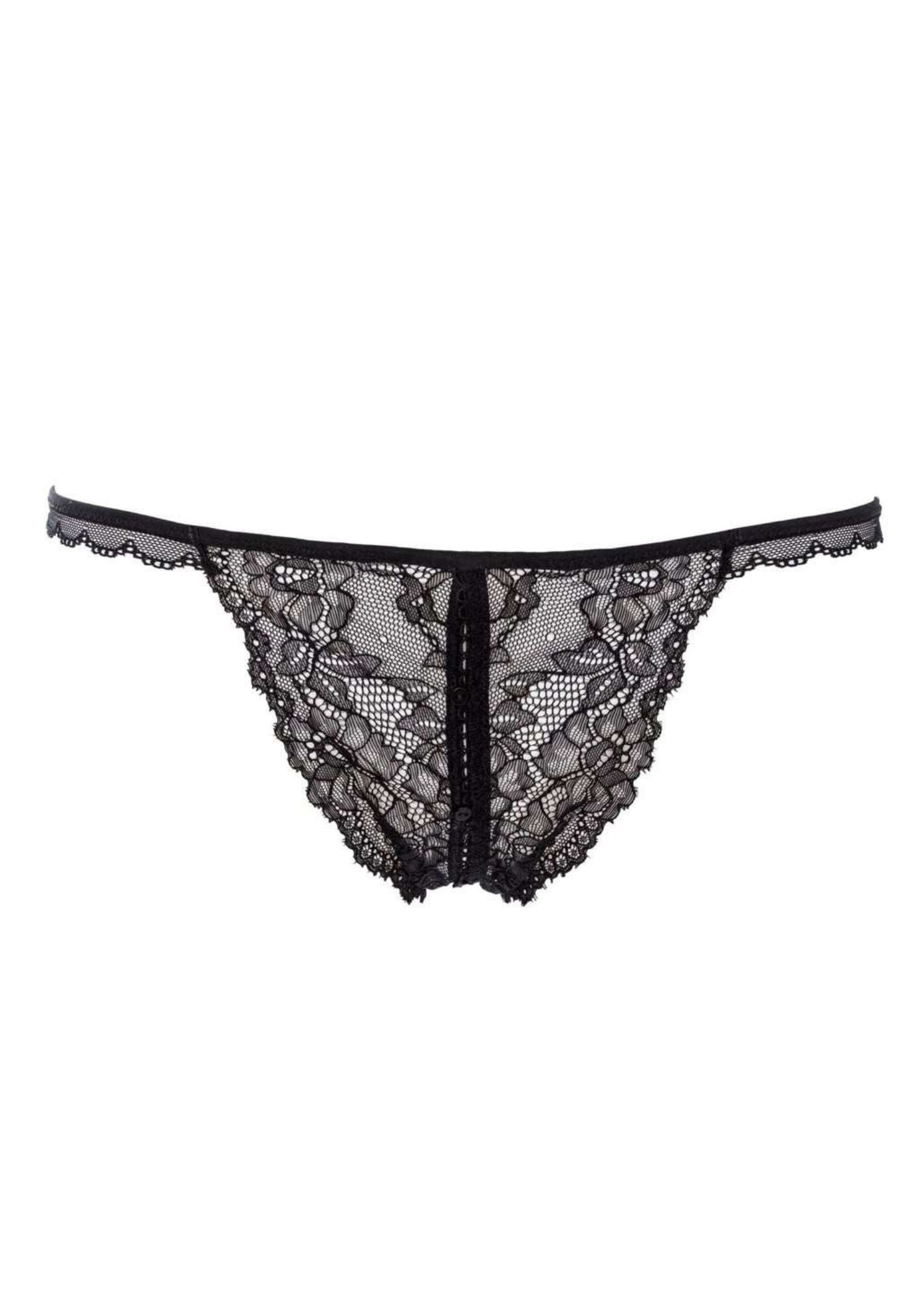 Maison Close Le Petit Secret Openable Black Lace Tange - Crotchless Panty - Avec Amour Sexy Lingerie