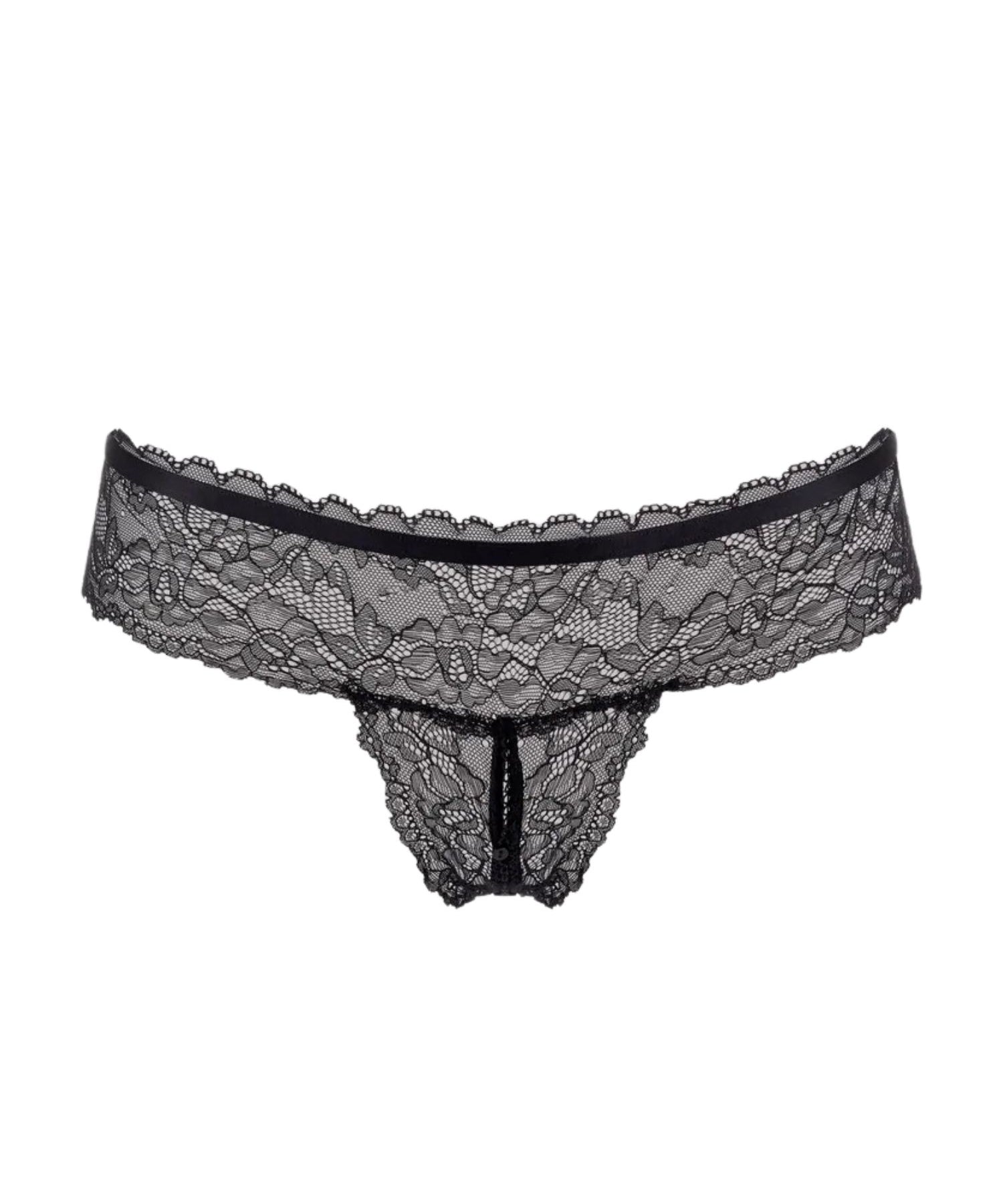 Maison Close Le Petit Secret Openable Tanga - Black Lace Thong | Avec Amour Sexy Lingerie