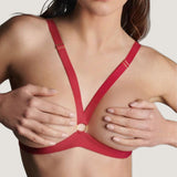 Maison Close Tapage Nocturne (Red) - Naked Triangle Bra - Cupless Bra, Open Bra, Bondage Bra | Avec Amour Sexy Lingerie
