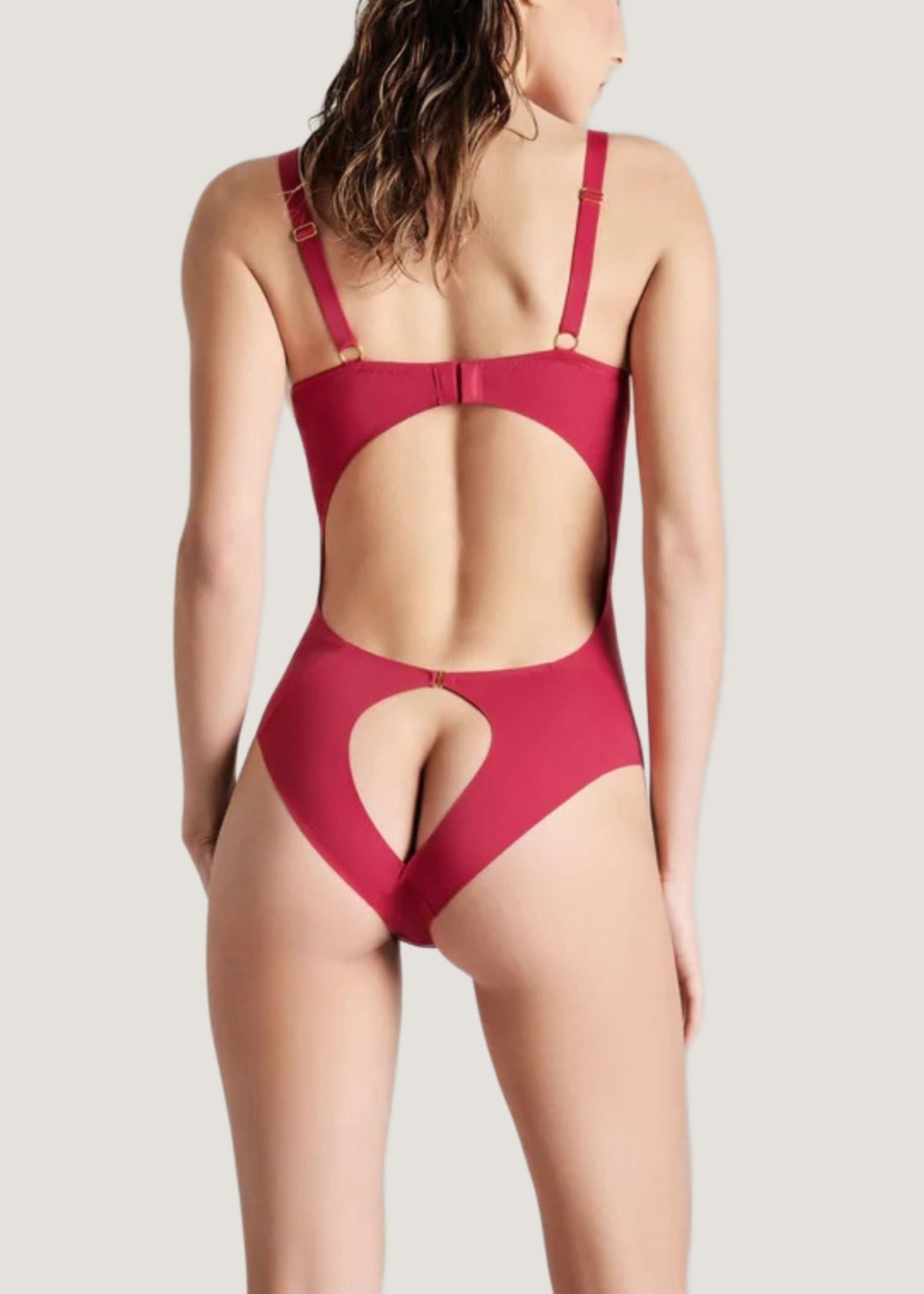 Maison Close Tapage Nocturne Open Cup Bodysuit (Red) - Cupless, Ouvert Back | Avec Amour Sexy Lingerie