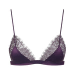 Maison Close Villa Satine Triangle Bra (Purple) - Lace & Satin Bralette | Avec Amour Luxury Lingerie