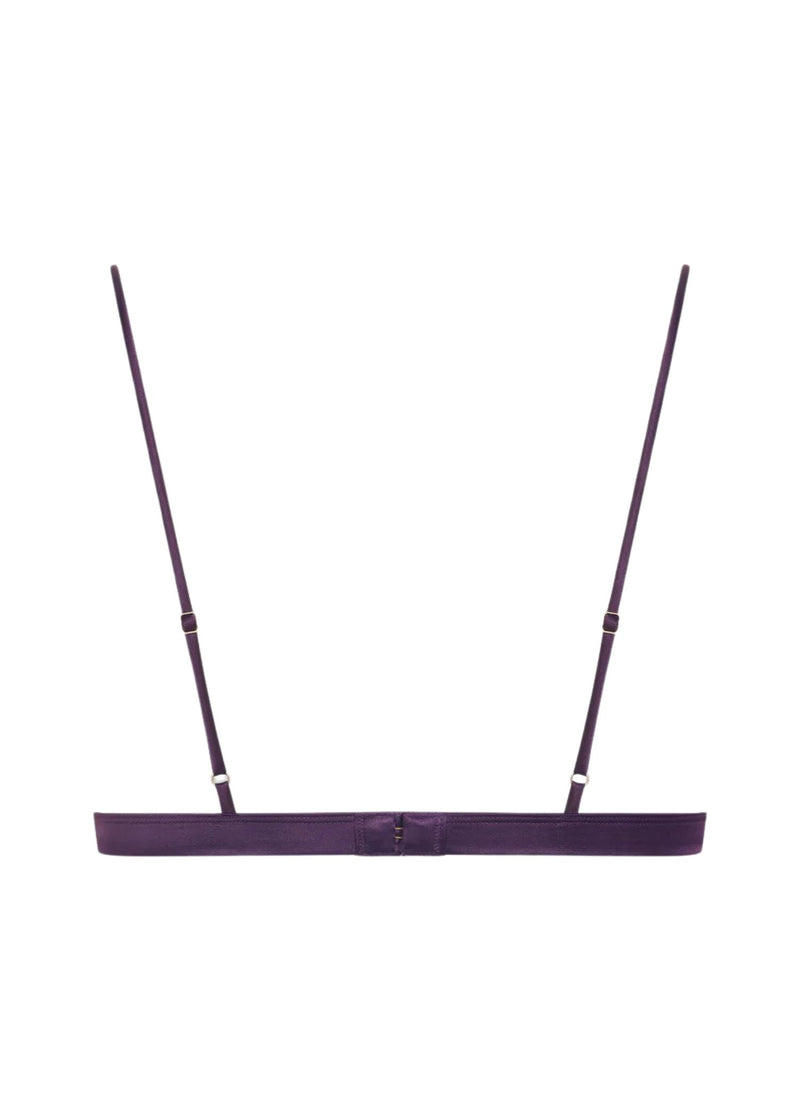Maison Close Villa Satine Triangle Bra (Purple) - Lace & Satin Bralette | Avec Amour Luxury Lingerie