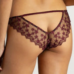 Muse by Coco de Mer Stella Ouvert Brazilian Knicker (Plum) - Luxury Lace Lingerie | Avec Amour Sexy Lingerie