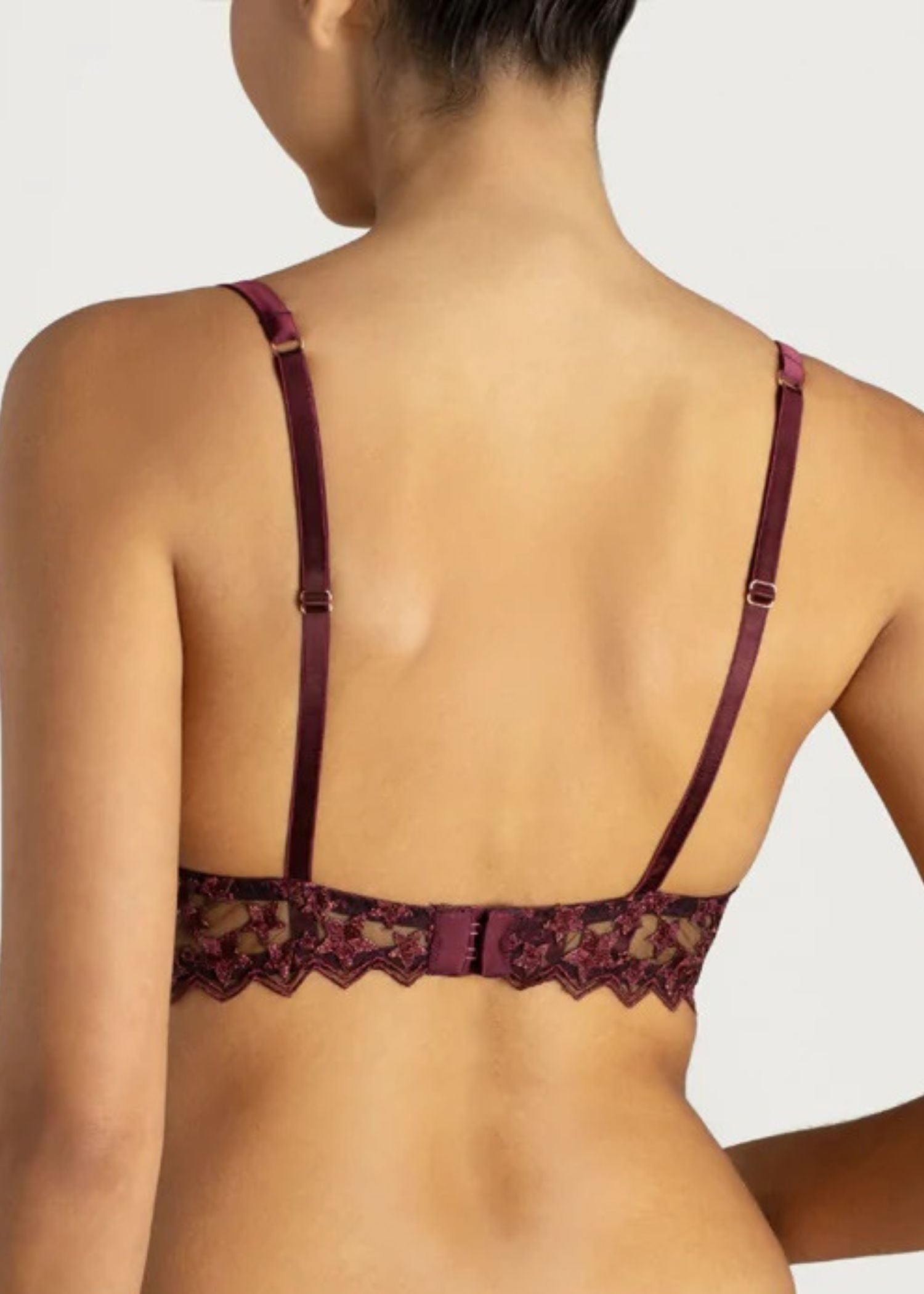 Muse by Coco de Mer Stella Plunge Bra (Plum) - Luxury Lace Lingerie | Avec Amour Sexy Lingerie