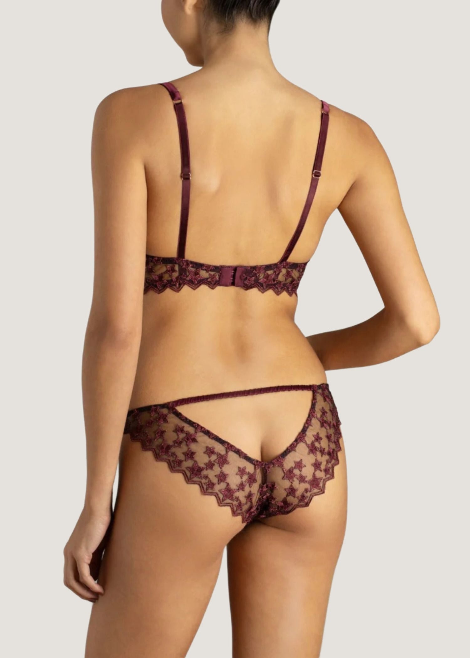 Muse by Coco de Mer Stella Plunge Bra (Plum) - Luxury Lace Lingerie | Avec Amour Sexy Lingerie