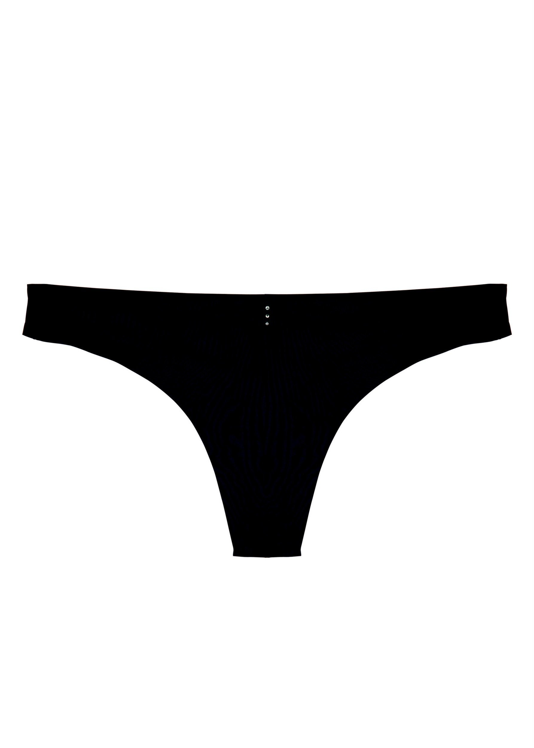 FMO Smooth Seamless Thong (Black)-Bottoms-Pleasure State-AvecAmourLingerie