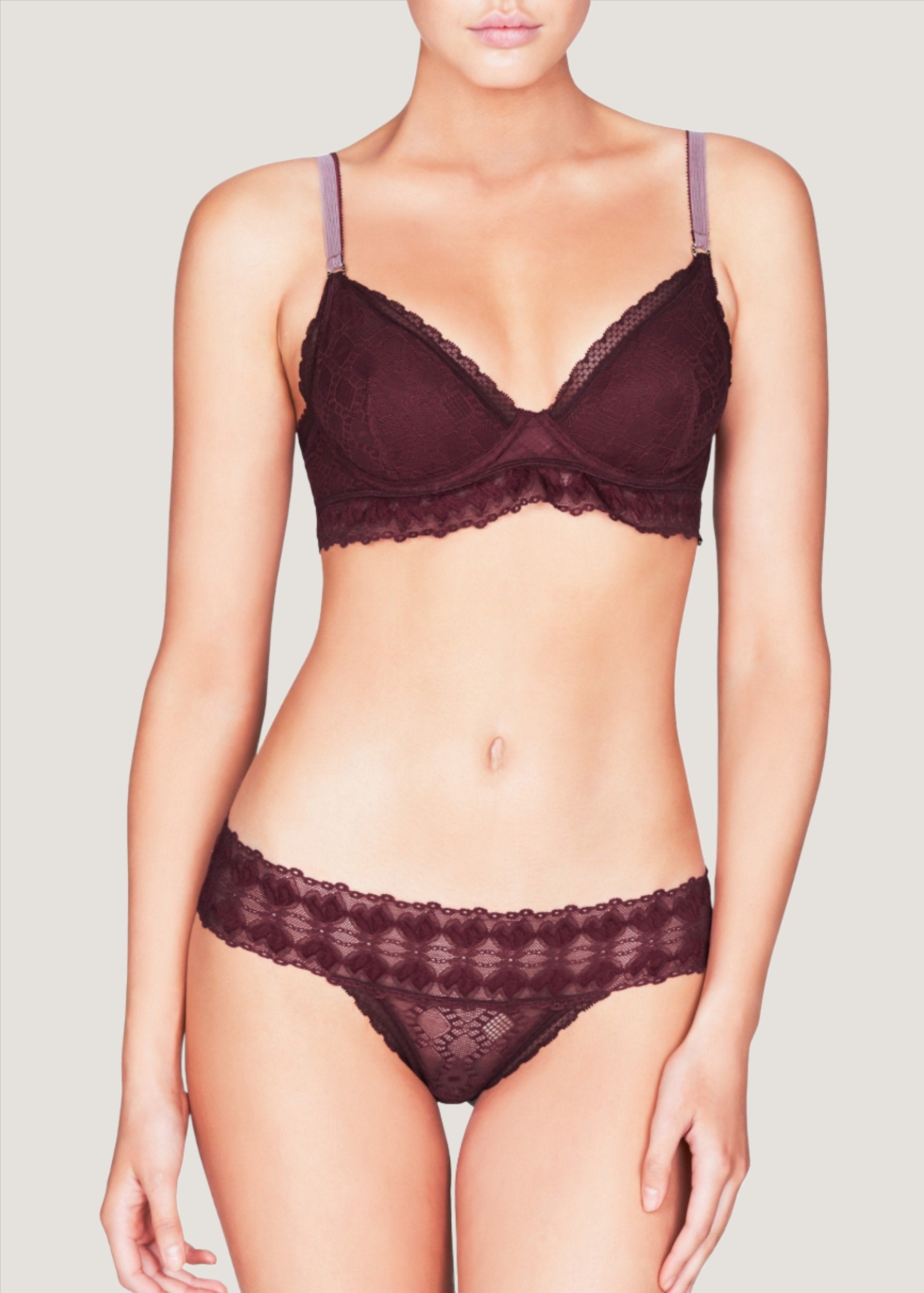 Jasmine Inspiring (Garnet Red) Contour Plunge Bra-Bras-Stella McCartney Lingerie-AvecAmourLingerie