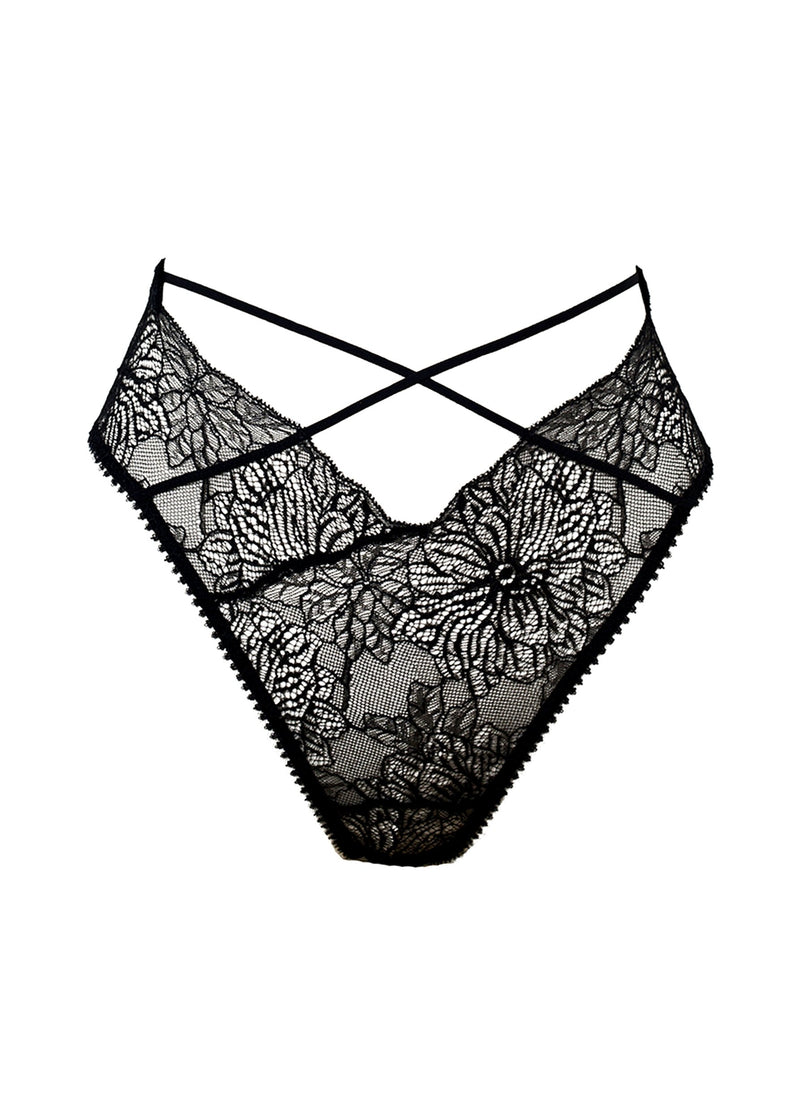 Tisja Damen Angel or Siren (Black) High Ouvert Brief - Avec Amour Lingerie Boutique