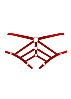 Art Deco (Burnt Red) Ouvert Strap Brief-Bottoms-Bordelle-AvecAmourLingerie