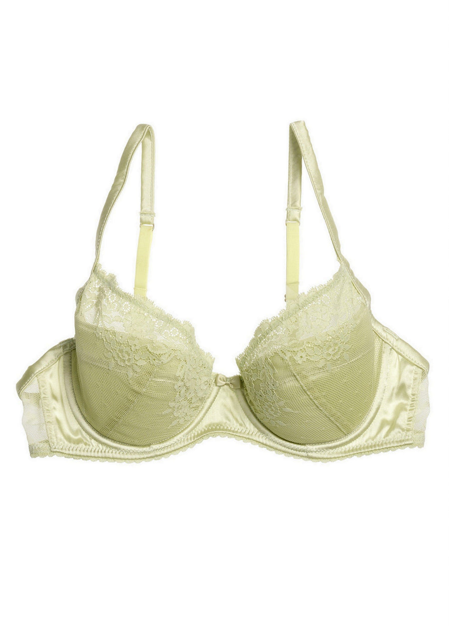 Buy Padded Underwired Demi Cup Bra in Lemon Yellow Online In India
