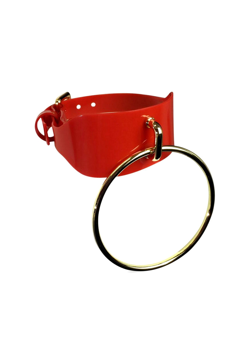 PVC O-Ring Choker (Red)-Accessories-ELF Zhou-AvecAmourLingerie