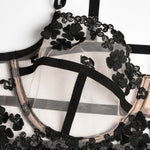 Unleash/ed Andrea Underwired Bra, Thong & Suspender Lingerie Set (Black / Nude) |  Avec Amour Sexy Lingerie