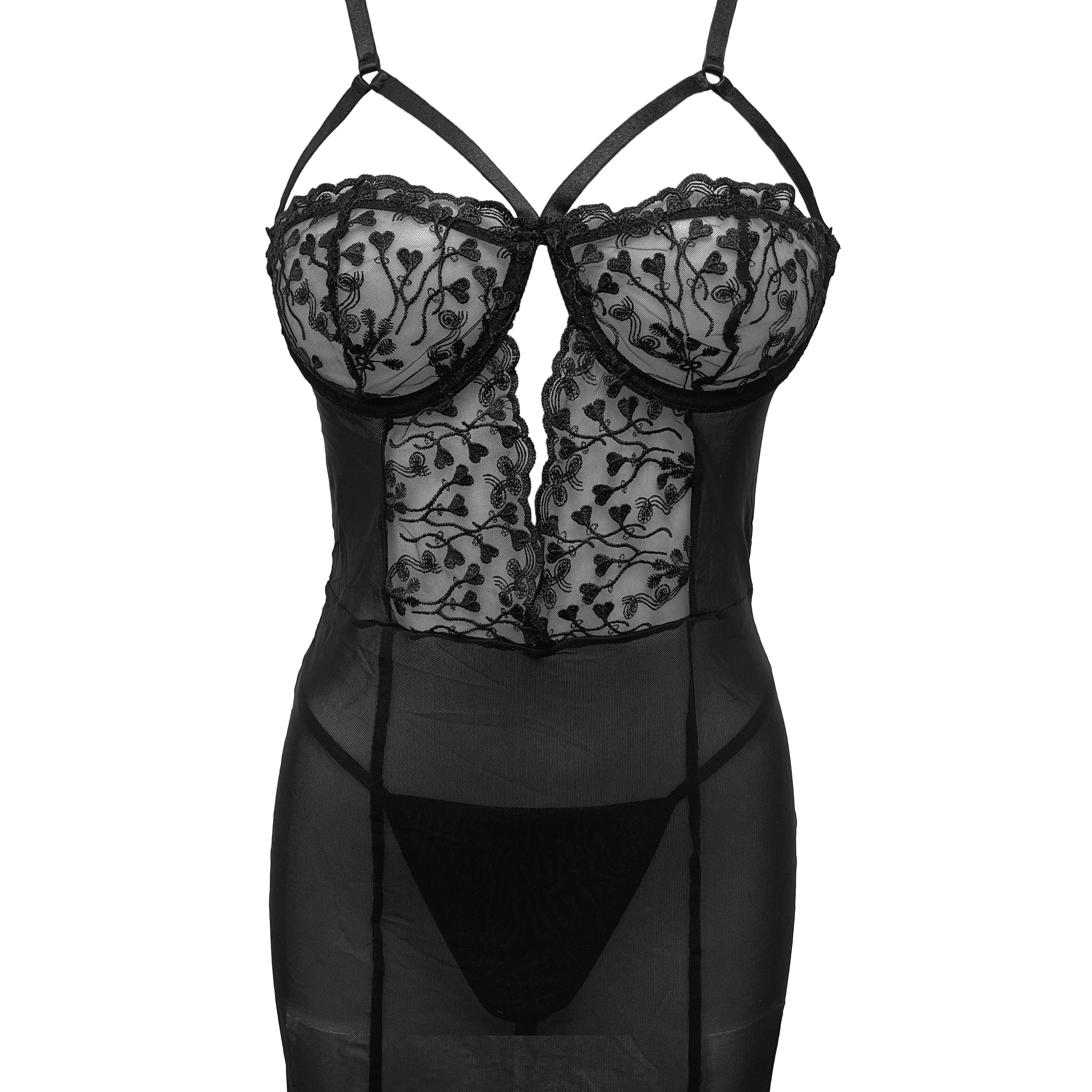 Unleash/ed Elisa Sheer Dress and Thong Lingerie Set - See-Through Lingerie - Sexy Lingerie