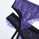 Unleash/ed Gemma Lace Bra, Thong & Suspender Set (Purple) | Avec Amour Lingerie