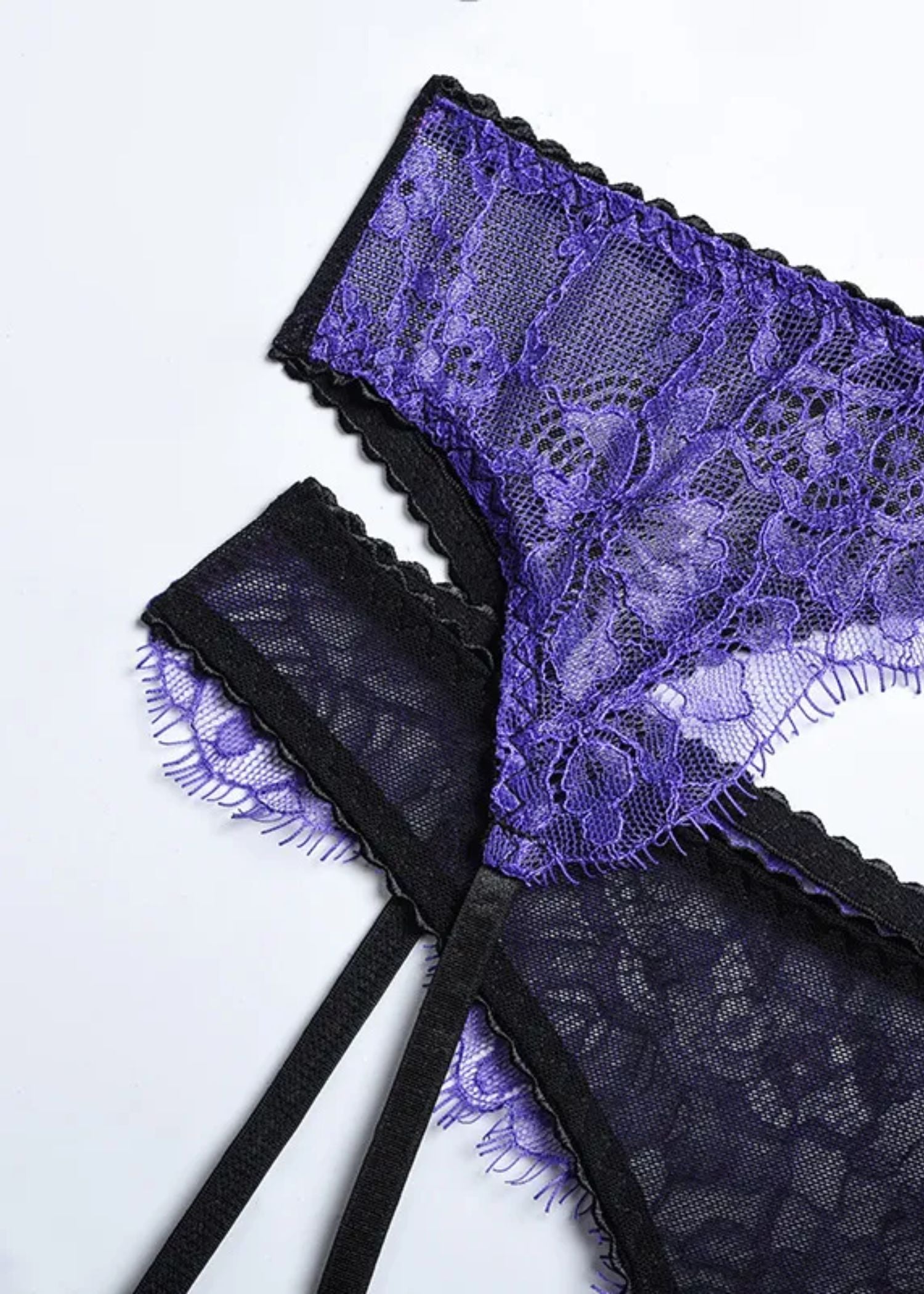 Unleash/ed Gemma Lace Bra, Thong & Suspender Set (Purple) | Avec Amour Lingerie
