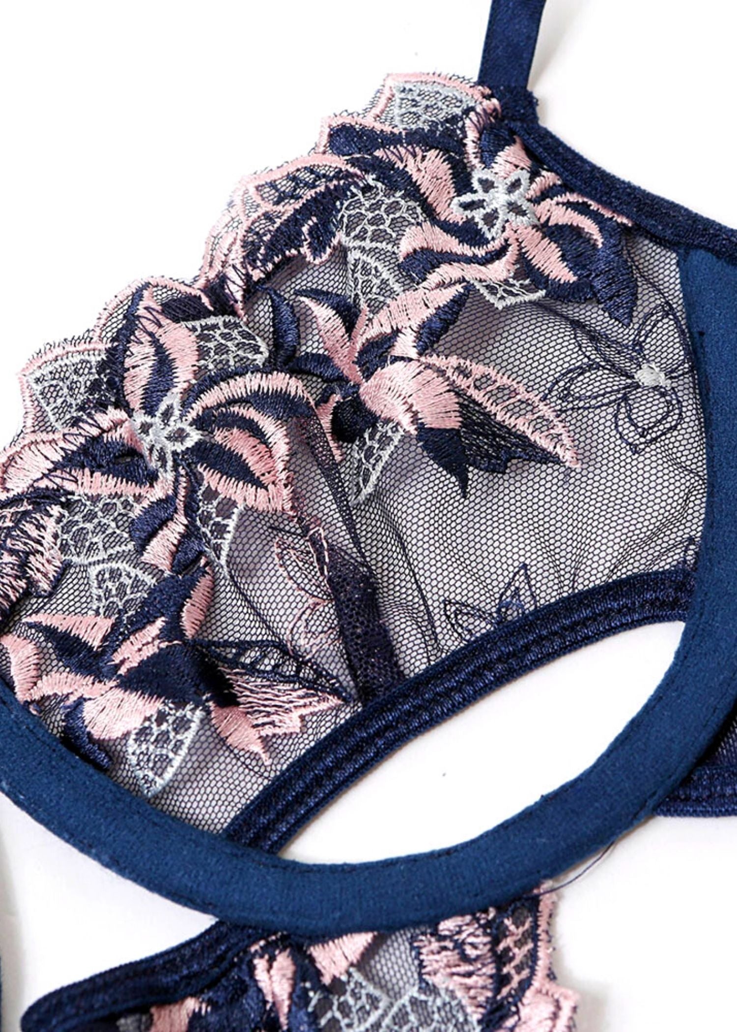 Unleash/ed Nabila Blue Embroidery Cut Out Bodysuit - Sexy Lingerie