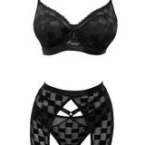 Unleash/ed Nicki Wired Non-Padded Bra, Thong & Garter Dress (Black) - Sexy Lingerie Set
