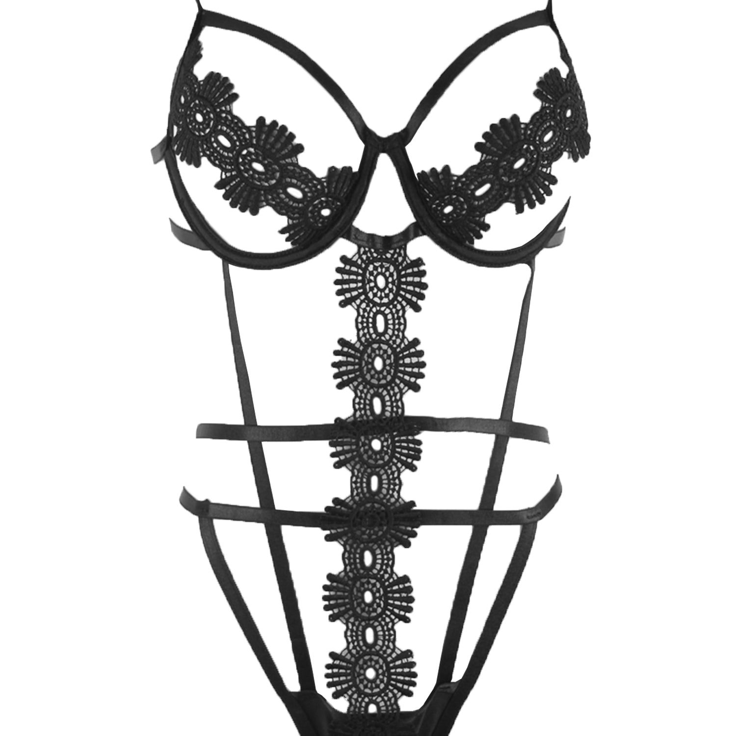 Unleash/ed Brenda Cut-Out Cupless Teddy - Black Embroidery - Plus Size Lingerie | Avec Amour Sexy Lingerie