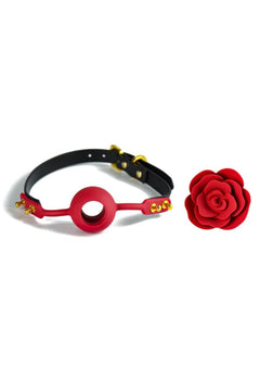 UPKO Rose Ball Gag (Black Strap) - BDSM Bondage Bedroom Fun